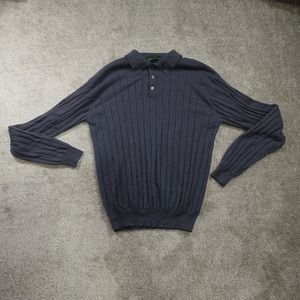 Embassy Row Sweatshirt Adult Mens Large Gray Cashmere Collared Pullover Two Ply